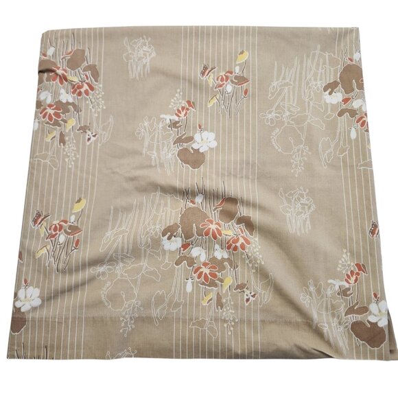Oleg Cassini Vintage King Size Flat Sheet Brown Retro Flowers Hippie Boho - Picture 2 of 8